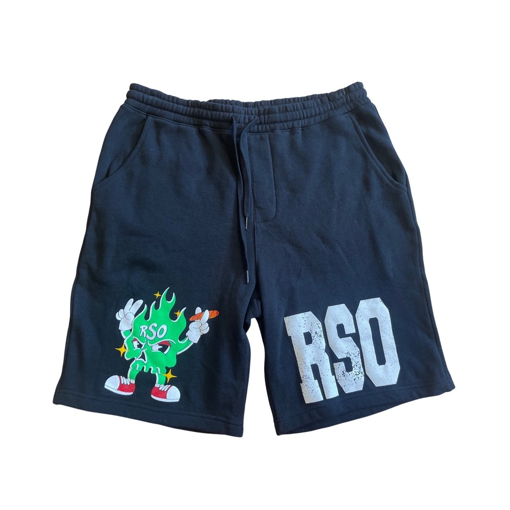 Rockstar Original Mens‎ RSO Graphic Fleece Sweat Shorts Black Size Large Urban